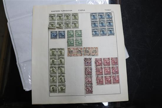 Two album pages of Republic of China stamps, including blocks.